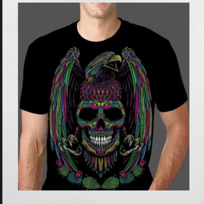 Eagle skull Small size shirt Cotton Casual Black Menswear Hoodie, Sweatshirt | RetroVerseTees.com