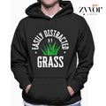 Easily Distracted By Grass Funny Hoodie Casual Style Fleece Fabric Pullover Sweatshirt Trend Tops for Women for Men,...
