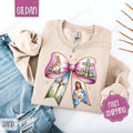 Easter Bow 2 Sweatshirt, Coquette Easter Crewneck, Trendy Religious Women's Sweater, Gift for Her T-Shirts, Hoodie