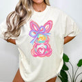 Easter Bunny Shirt - Coquette Bunny T-Shirt - Brushstroke Rabbit T-Shirt - Pink Easter Bunny - Retro Easter Shirt