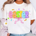 Easter Checkered Coquette T-Shirt, Easter T-Shirt, Easter Bow T-Shirt, Retro Easter Kids T-Shirt, Girls Easter T-Shirt,...