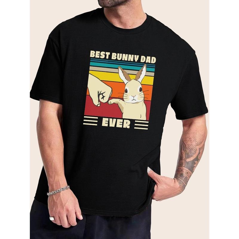 Easter Hot Selling "Best Bunny Dad" Men's Casual Trendy Graphic Print Comfortable Crew Neck Short Sleeve T-shirts, Summer...