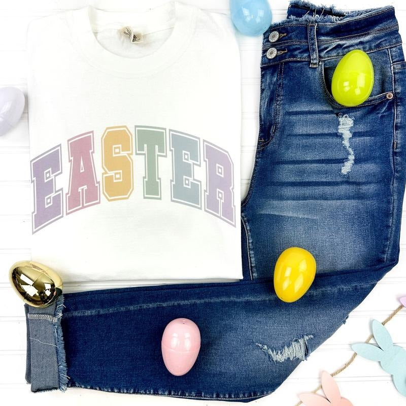 Easter Varsity Letter Comfort Color T-Shirt Hoodie, Sweatshirt | RetroVerseTees.com