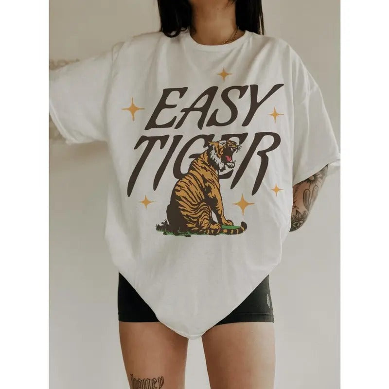 Easy Tiger Tee, Trendy aesthetic graphic tee, vintage inspired graphic tee Hoodie, Sweatshirt | RetroVerseTees.com