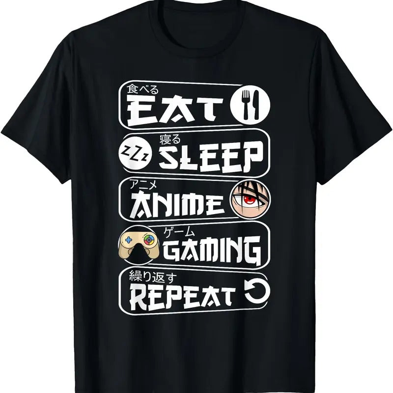 Eat Sleep Anime Gaming Repeat Kawaii Anime Gamer TShirt Hoodie, Sweatshirt | RetroVerseTees.com