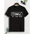 Eat Sleep Guitar Print, Men's Trendy Comfy T-shirt, Active Slightly Stretch Breathable Tee For Outdoor Summer Made in USA...