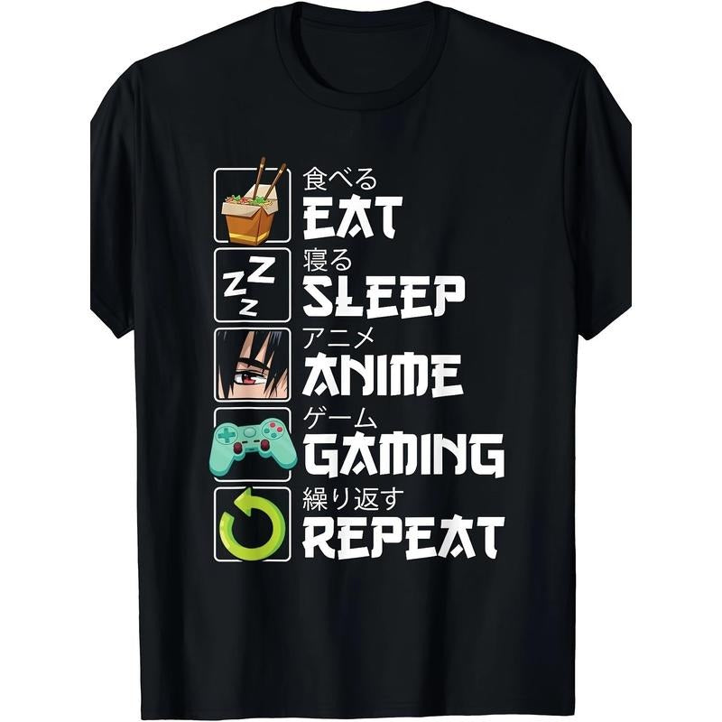 Eat and Sleep Anime Game Repeat Kawaii Otaku Anime Manga T-shirt Made in USA Hoodie, Sweatshirt | RetroVerseTees.com