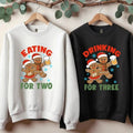 Eating For Two Drinking For Three Sweatshirt, Customized Christmas Hoodie, Couple Matching Sweat, Christmas Pregnancy...