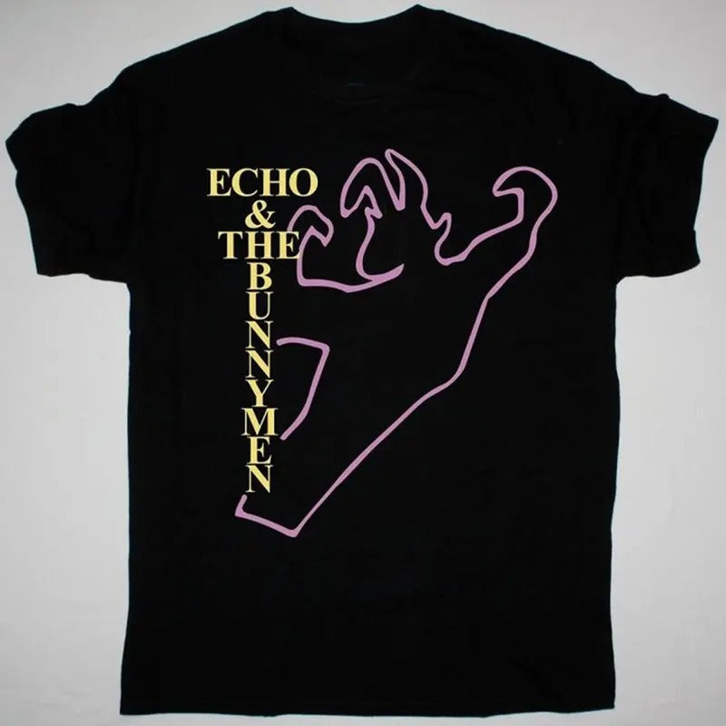 Echo And The Bunnymen Tour 88 New Black Cotton T-shirt Unisex Full Size Hoodie, Sweatshirt | RetroVerseTees.com