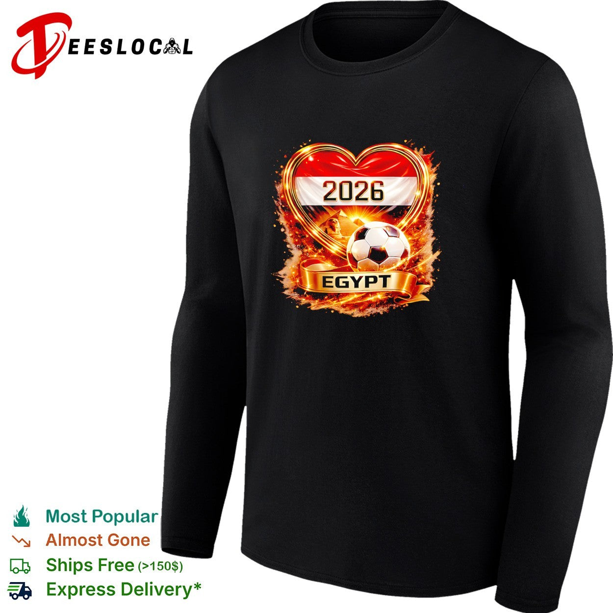 Egypt 2026 heart flag pyramid soccer ball shirt