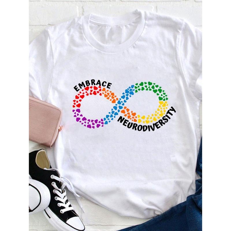 Embrace Nerve Diversity Teacher T-shirt, Loose Women'WB shield Casual round Neck T-shirt 180g Hoodie, Sweatshirt