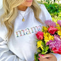 Embroidered 'Floral Mama' Crewneck Sweatshirt T-Shirts, Hoodie | RetroVerseTees.com