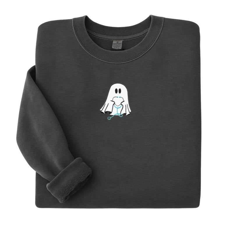 Embroidered 'Nurse Ghost Stethoscope' Cozy Crew T-Shirts, Hoodie, Sweatshirt | RetroVerseTees.com