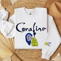 Embroidered Coraline Sweatshirt, Spooky Season Tee, Couple Matching Halloween Embroidery Shirt Gift Hoodie