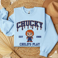 Embroidered Horror Chucky Halloween Sweatshirt, Horror Movie Embroidery Shirt Hoodie | RetroVerseTees.com