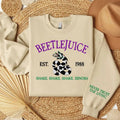 Embroidered Never Trust The Living Sweatshirt, BeetleJuice Halloween Embroidery Sweatshirt T-Shirts, Hoodie