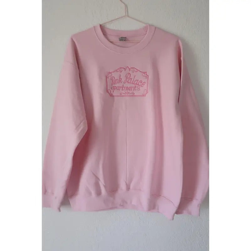 Embroidery Coraline Pink Palace Crewneck Sweatshirt, Coraline Movies Sweatshirt, Horror Coraline Movies Sweatshirt Hoodie...