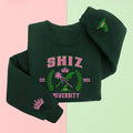 Embroidery Shiz University Wicked Glitter Sweatshirt, Elphaba and Glinda Embroidery Hoodie, Wicked Defy Gravity, Emerald...