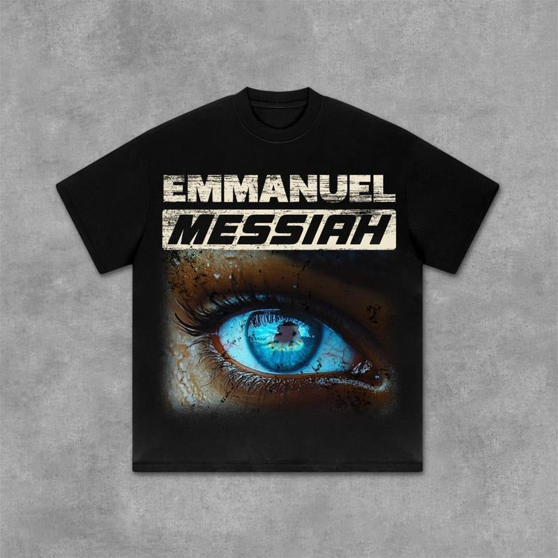 Emmanuel Eyes Old Retro Graphics Casual Graphic T-Shirt Y2K Clothing Graphic Tee Cotton Top Streetwear Hoodie, Sweatshirt