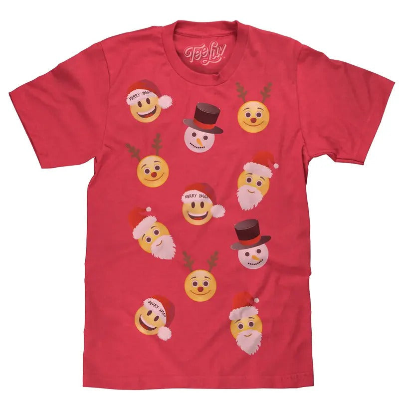 Emoji Holiday Party T-Shirt - Red Hoodie, Sweatshirt | RetroVerseTees.com