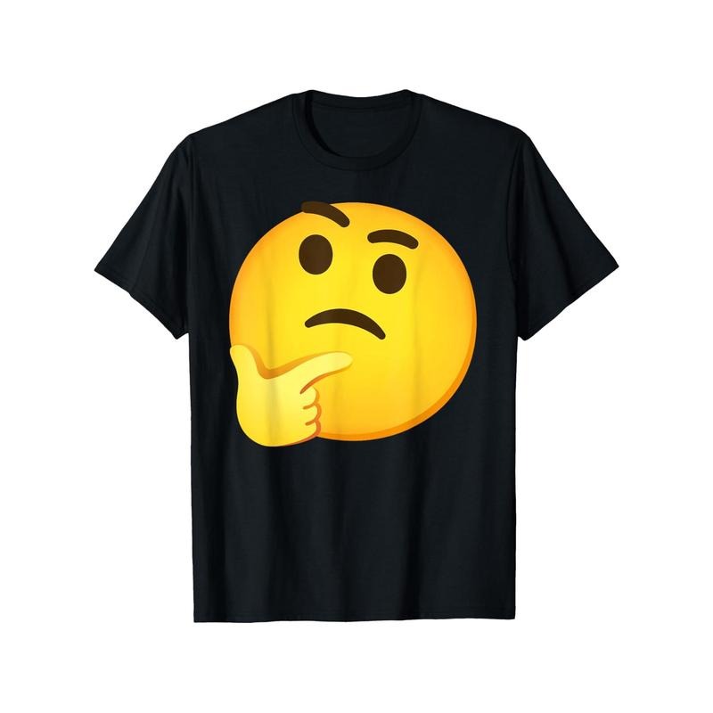 Emoticon Thinking TNF Graphic T-Shirt - 180g Premium Cotton Crew Neck Tee for Men & Women, Regular Fit Short Sleeve...