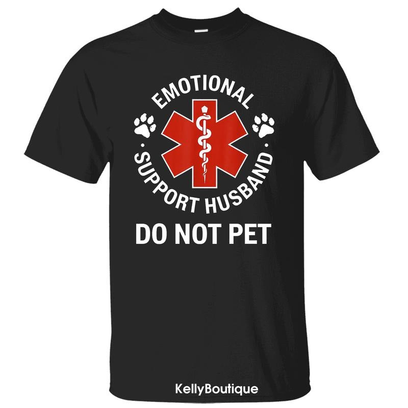 Emotional Support Husband Do Not Pet Shirt, Gift for Husband, Funny Father's Day Gift Crewneck Unisex Classic Cotton...
