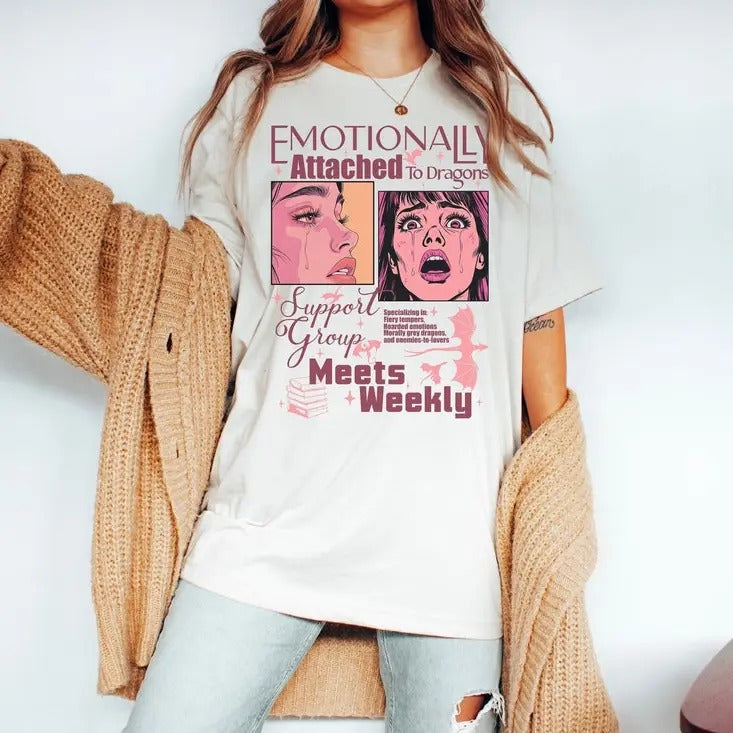 Emotionally Attached to Dragons, Book Dragon Shirt, Dragon Lover, Fourth Wing, SJM Merch, throne of glass book merch...