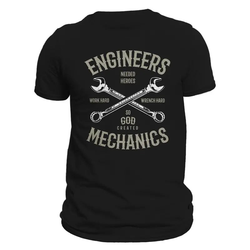 Engineers Needed Heroes So God Created Mechanics Men's T-Shirt Casual Classic Hoodie, Sweatshirt | RetroVerseTees.com