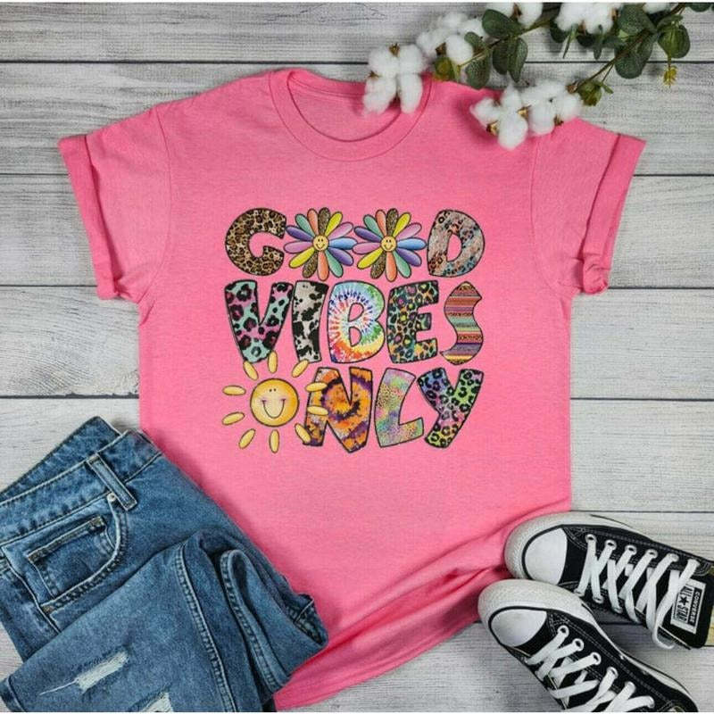 Envy Stylz Boutique Sweet Summertime - Pink Cotton Crewneck T-Shirt with Colorful Sun Design Hoodie, Sweatshirt