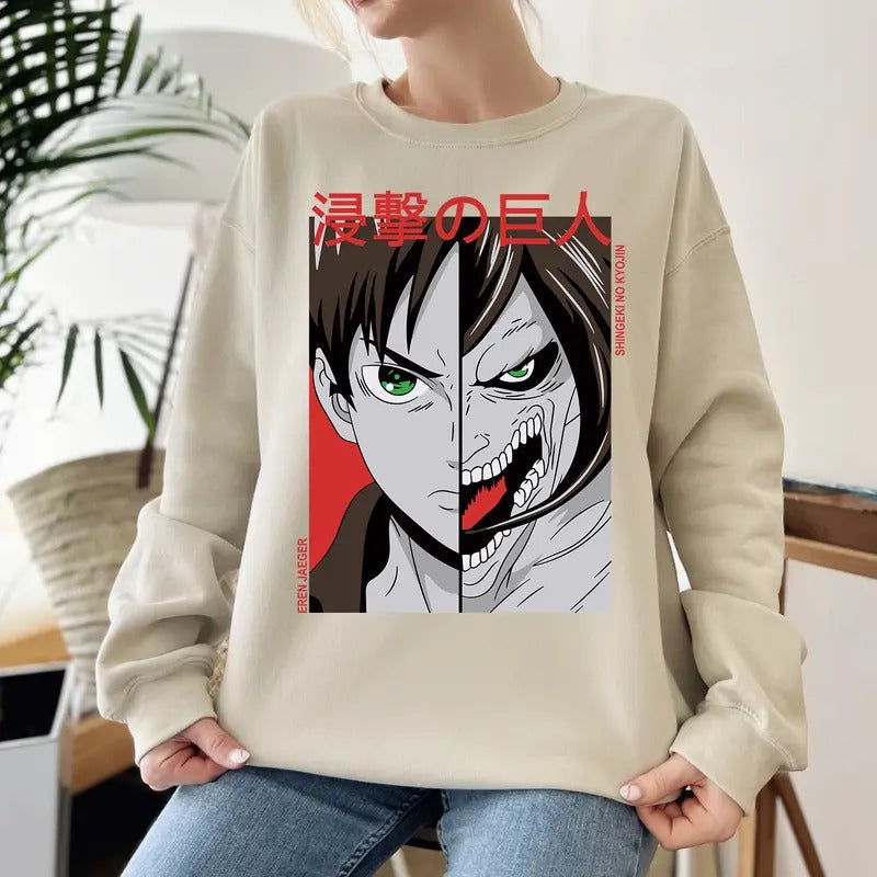 Eren Yeager 2 Form Anime Unisex T-Shirt, Sweatshirt, Hoodie | RetroVerseTees.com