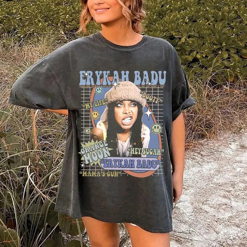 Erykah Badu Tshirt, Erykah Badu vintage,90s Erykah Badu Music t-shirt Gift, Women Unisex T-shirt Top Womenswear Hoodie,...