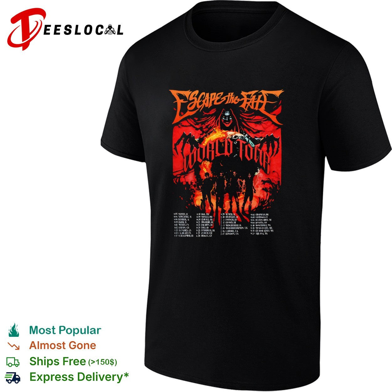 Escape the Fate World Tour Dates Concert shirt