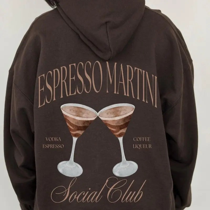 Espresso Martini Sweatshirt Cocktail Hoodie Cocktail Social Club Hoodie Brown Hoodie Forest Green Hoodie Signature...