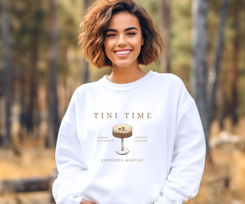 Espresso Martini Tini Time Crewneck Sweatshirt T-Shirts, Hoodie | RetroVerseTees.com