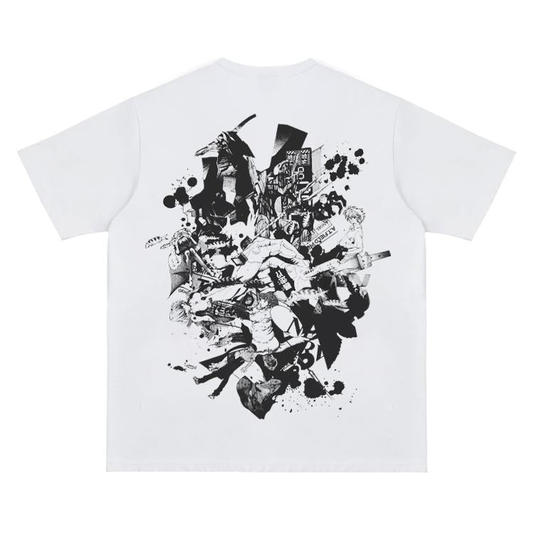 Eva "Chaotic Depiction" Vintage Oversized Tee Anime T-shirt 100% Cotton Original Design Men's Top Streetwear Casual...