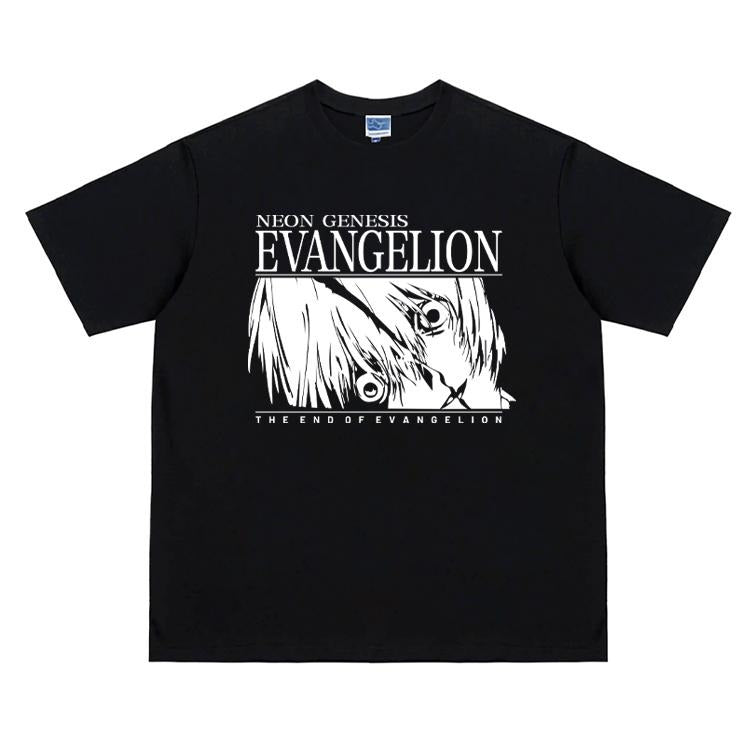 Eva "Rei Ayanami Split" Vintage Oversized Tee Anime T-shirt 100% Cotton Original Design Men's Top Streetwear Casual...