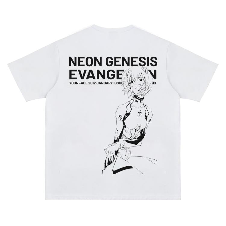 Eva "Rei Ayanami's Watch" Vintage Oversized Tee Anime T-shirt 100% Cotton Original Design Men's Top Streetwear Casual...