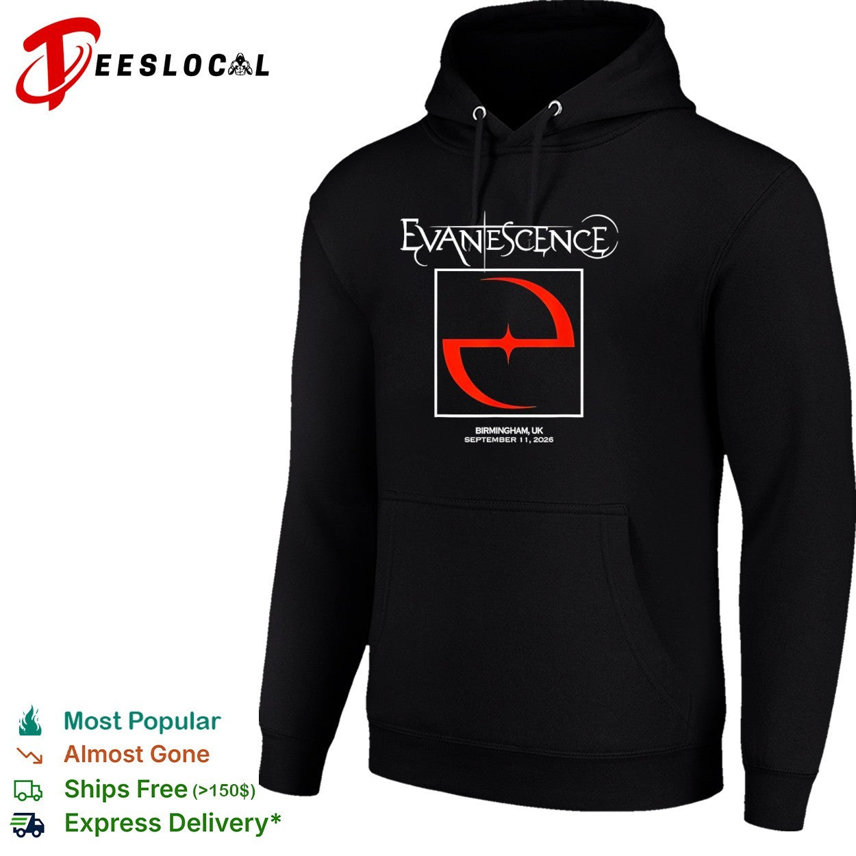 Evanescence Birmingham UK September 11 2026 logo shirt