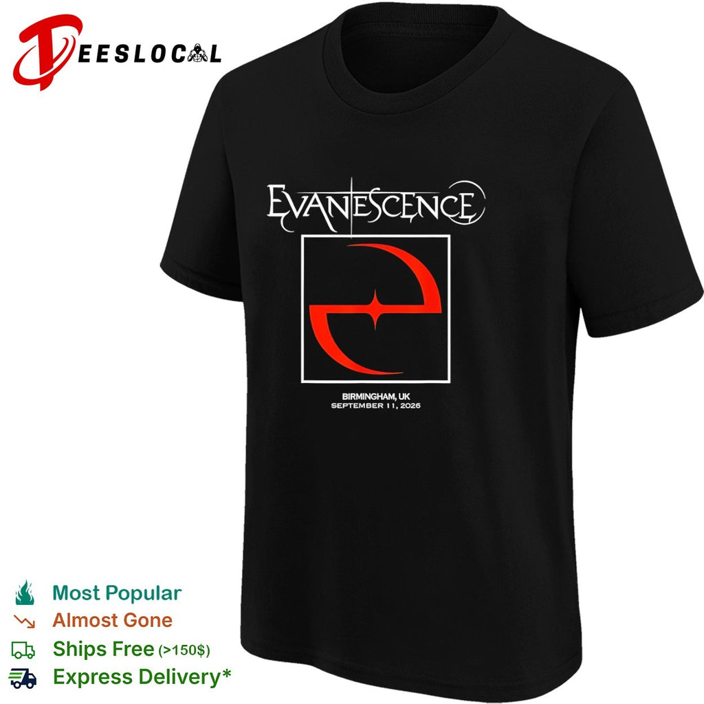 Evanescence Birmingham UK September 11 2026 logo shirt