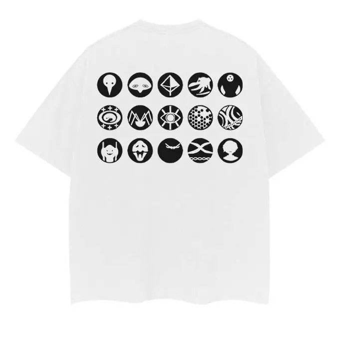 Evangelion "Badge" Vintage Oversized Tee Anime T-shirt 100% Cotton Original Design DTG Printing baggy  compression ...