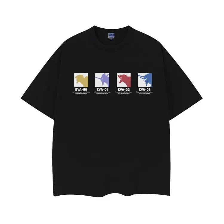 Evangelion "Mecha Icon" Vintage Oversized Tee Anime T-shirt 100% Cotton Original Design DTG Printing Top Casual Black Man...