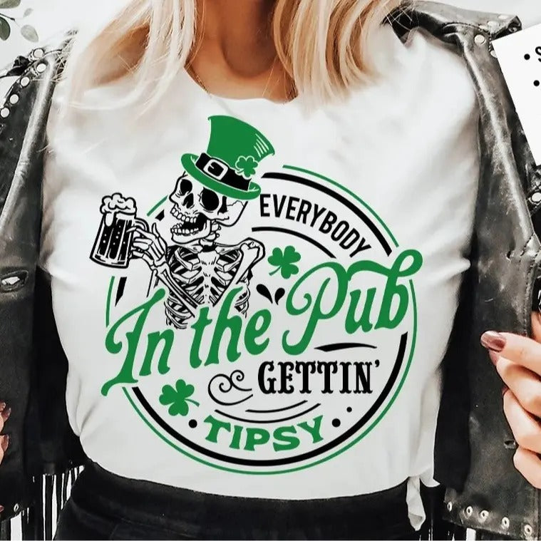 Everybody in the pub gettin tipsy Vintage Tee, St Paddy's Crewneck Sweatshirt, St Patricks Day Hoodie | RetroVerseTees.com