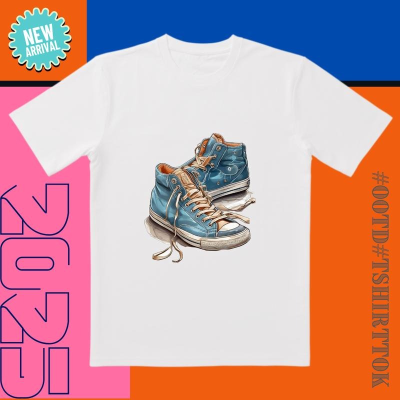 Summer Must-Have! 'Blue Shoe Craze' 3D Printed Tee | 3D Cut | Trendy Streetwear for Date/Party/Everyday Hoodie, Sweatshirt