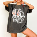 Everythings Fine Skeleton Comfort Color Shirt, Retro Rockn Roll Skeleton Shirt, Sarcastic Halloween Shirt, 90s Grunge...