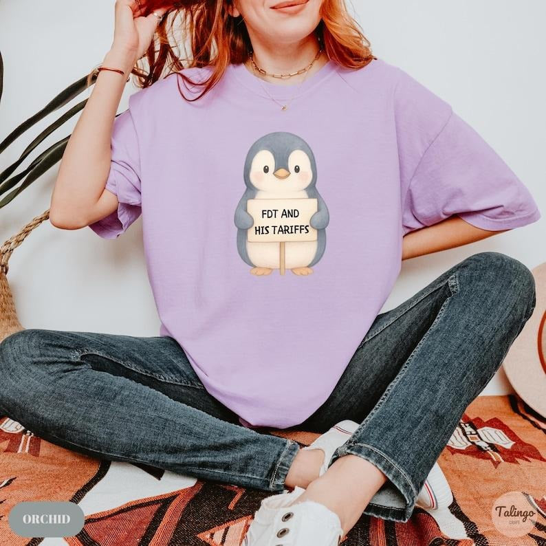 FDT and His Tariffs Shirt, Penguins Against Tariffs Shirt Hoodie, Sweatshirt | RetroVerseTees.com