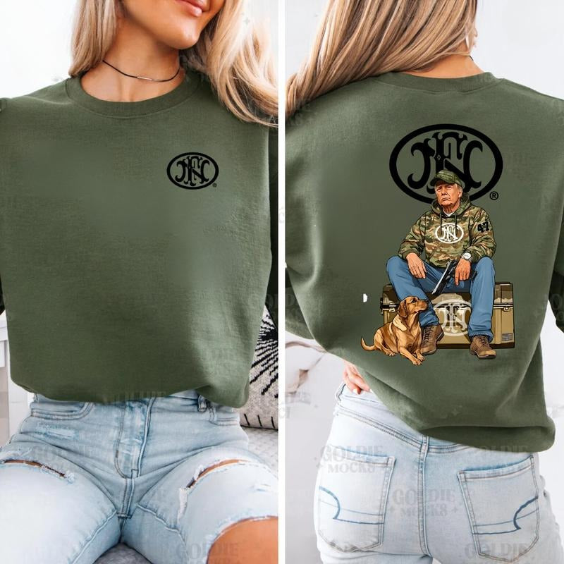 FN America Trump Hunting Shirt, Top Menswear, Gun Lover, Tactical Gear Shirt Hoodie, Sweatshirt | RetroVerseTees.com