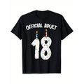 FOG adult "18th Birthday Celebration T-shirt - FOG 100% cotton, black T-shirt, colorful candle design, casual Gunpla...