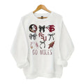 FSU Seminoles Football Sweatshirt, White, Round Neck, Long Sleeve, Crewneck, Casual Sport Tee, Classic Cotton Blend Hoodie