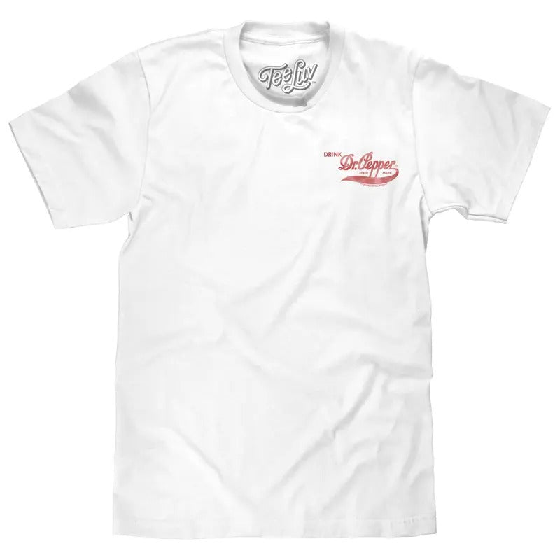 Faded Drink Dr Pepper Vintage Logo Front and Back Print T-Shirt - White Hoodie, Sweatshirt | RetroVerseTees.com