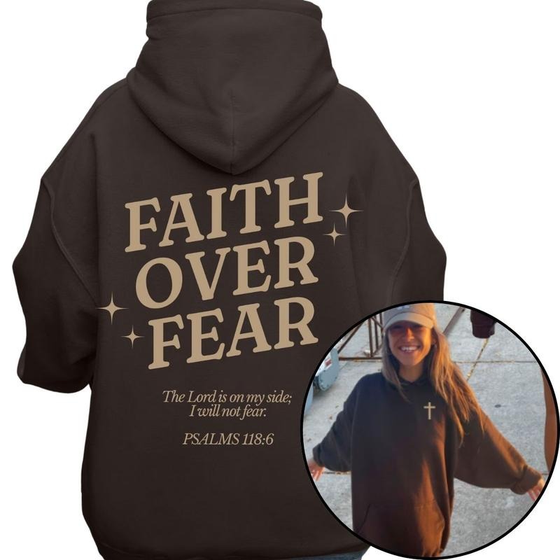 Faith Over Fear 2 Sided Hoodie, Christian Hoodie For Women And Men Fabric Menswear T-Shirts, Sweatshirt | RetroVerseTees.com